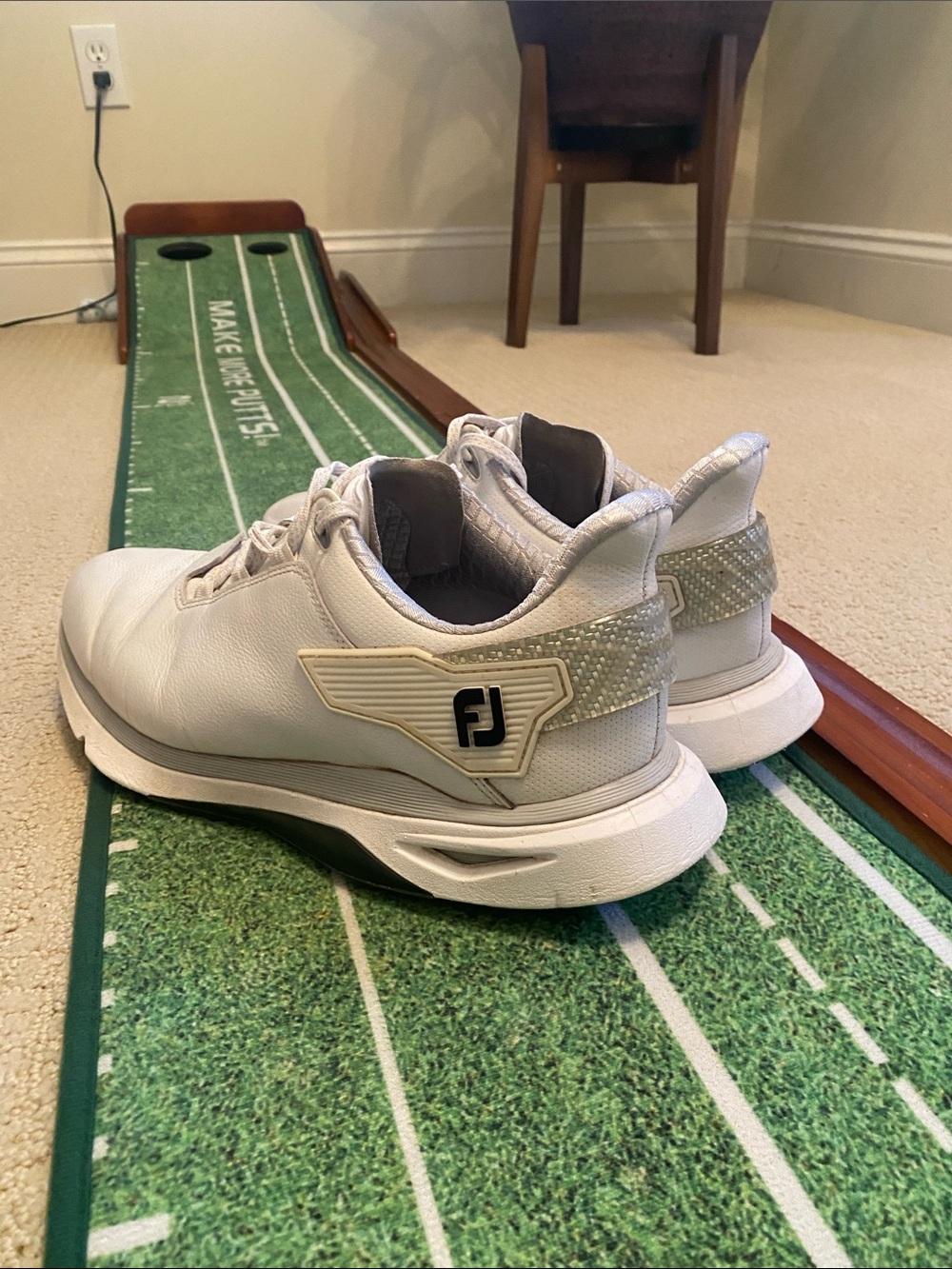 FootJoy White and Light Gray Men's Athletic Golf Shoes